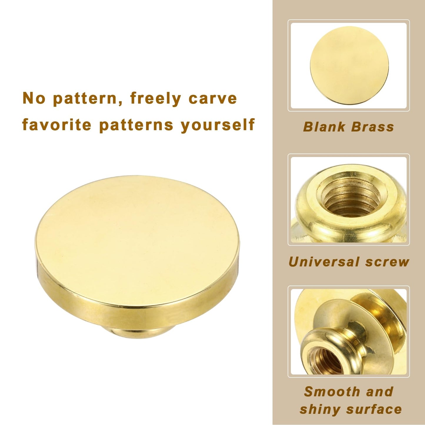 PATIKIL 30mm Blank Wax Seal Stamp, 3 Pack Round Sealing Wax Stamp Vintage Retro Brass Head for Envelope Invitation Cards