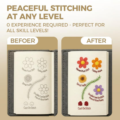WSJAWH Plus Size Embroidery Stitch Book Kit Sampler for Adults, Embroidery Kit Practice Books for Beginners with Fabric Pages Patterns Needles Tutorials Sewing Tool Kit, Gift for Craft Lovers (1)