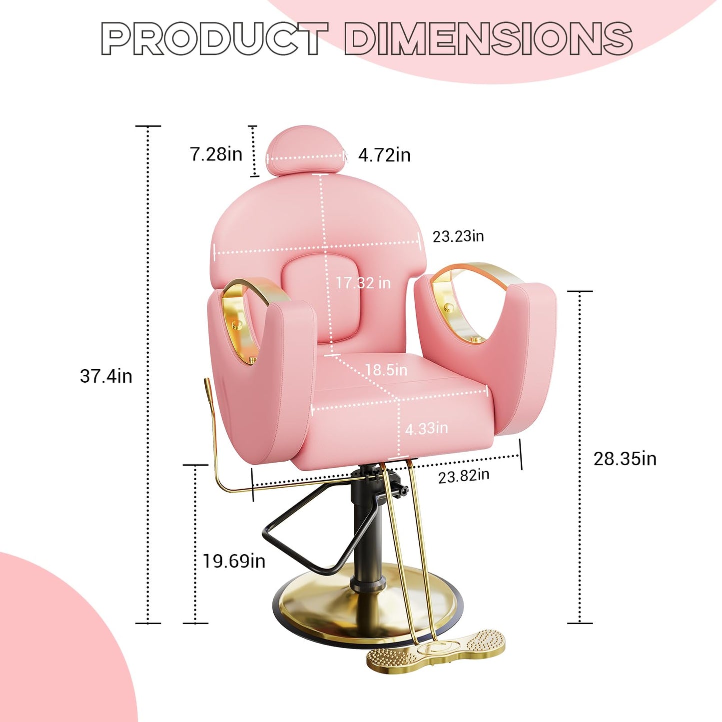 Barber Salon Chair, Reclining Salon Chair for Hair Stylist with Heavy Duty Hydraulic Pump, 360° Swivel & Height Adjustable Styling Chair for Barbershop, Spa, Tattoo, Beauty, 330 LBS Capacity