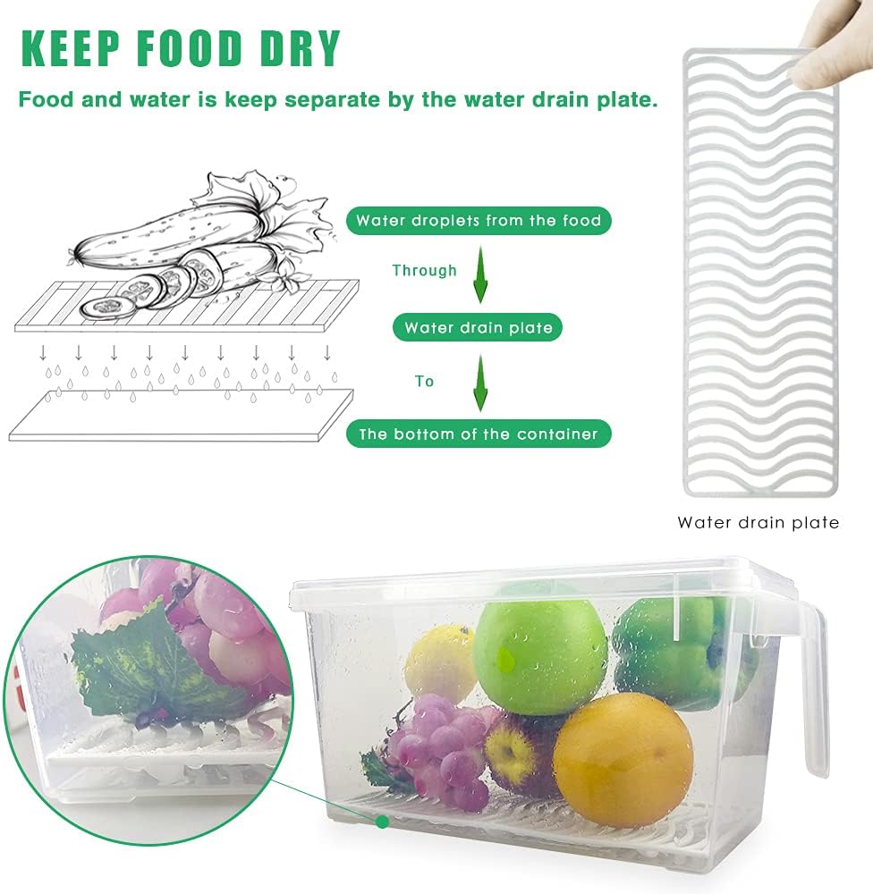 Fridge(3 Pack)- 4.5L SILIVO Lettuce Keeper for Vegetable Storage Containers for Refrigerator with Drain Tray Keep Fresh