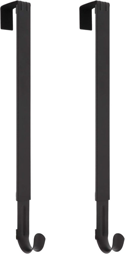 Haute Decor Over The Door Wreath Hanger Hook - Adjustable Length, Holds Up to 20 lbs - Matte Black, 2-Pack