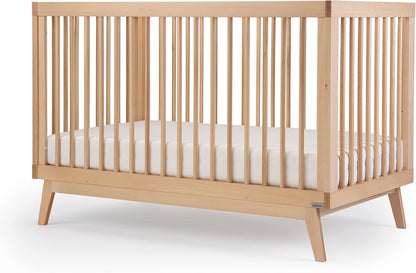 dadada Baby Soho 3-in-1 Convertible Wooden Crib to Toddler Bed - Made in Italy, GREENGUARD Gold Certified, Baby-Safe Finish, Handcrafted Beechwood, Modern Design, 3 Adjustable Heights (Natural)