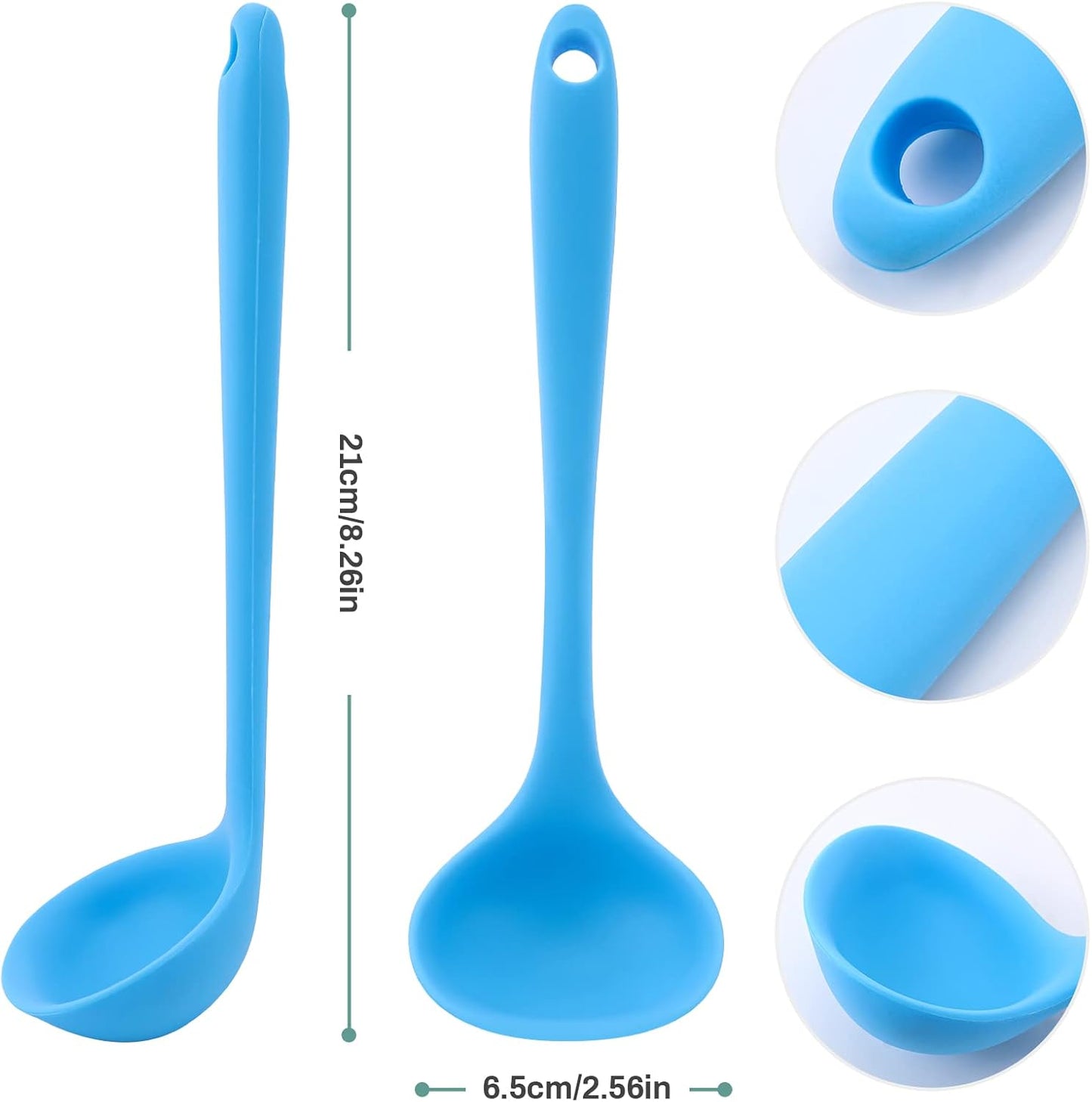 5 Pieces Silicone Ladles, Small Soup Ladle Spoon, Heat Resistant Kitchen Spoons for Cooking and Serving Sauce, Chili,