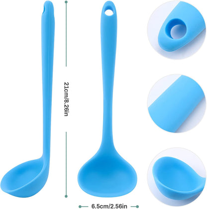 5 Pieces Silicone Ladles, Small Soup Ladle Spoon, Heat Resistant Kitchen Spoons for Cooking and Serving Sauce, Chili,
