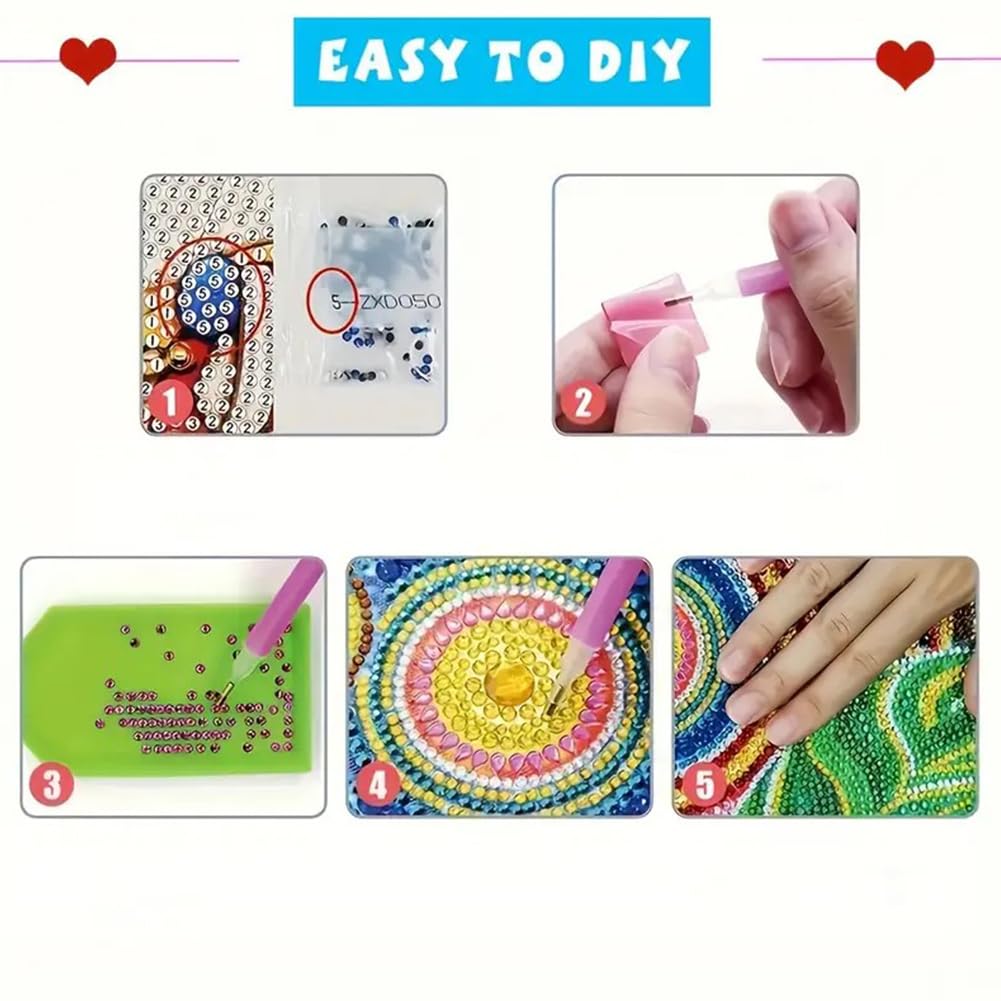 POETRYDRAW 6 Pack 5D DIY Diamond Art Painting Dog Card Kit, Diamond Art Birthday Holiday Greeting Card, Crafts Kit Creative with Envelope