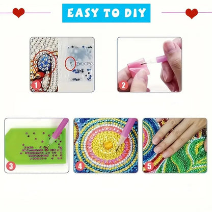POETRYDRAW 6 Pack 5D DIY Diamond Art Painting Dog Card Kit, Diamond Art Birthday Holiday Greeting Card, Crafts Kit Creative with Envelope