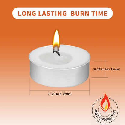 AlterEgo Unscented Tea Lights - 100 Pack Tealight Candles - 4+ Hour Burn Time - Clean-Burning White Palm Votive Smokeless Tealights Candles for Home, Shabbat & Anniversaries (100Pack)