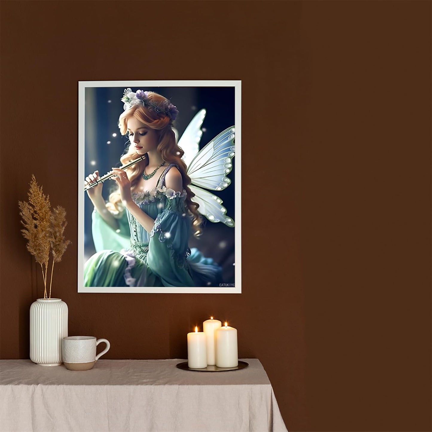 EATUKYIC Diamond Painting Kits for Adults Fantasy Fairy Holding Flute Diamond Art DIY 5D Full Round Drill Crystal Rhinestone Arts and Crafts for Home Decor Wall Decor 12x16 inch