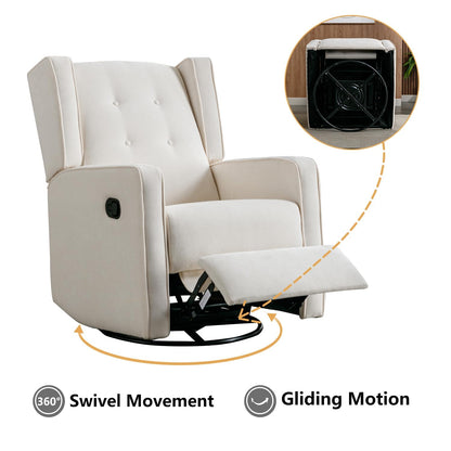 CANMOV Swivel Rocker Recliner Chair Set of 2, Nursery Glider Chair, Nursery Rocking Chairs, Manual Reclining Chair, White