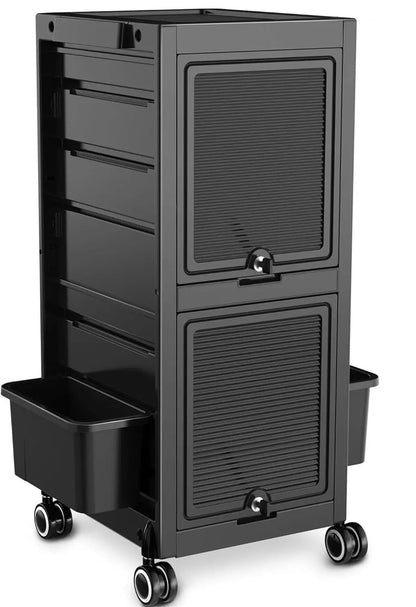 Trolley Premium Lockable Salon Trolley Cart with Wheels and 6 Drawers 2 Bucket,Versatile Salon Cart Hair Storage Rack