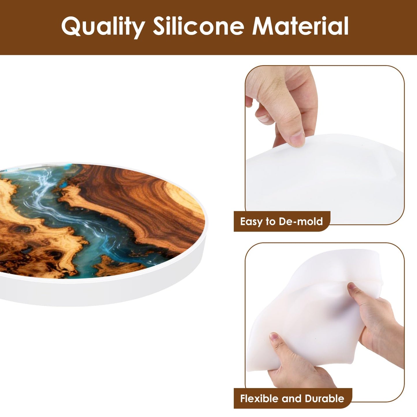 Vehipa Extra Large Resin Table Mold,14 Inch Round Resin Mold for River Table, DIY Resin Art, Coasters, Cutting Board, Desk Decor, Reusable Silicone Mold