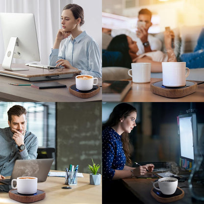 Coffee Mug Warmer, Candle Warmer for Desk with Auto Shut Off, Mug Warmer for Coffee, Tea, Hot Chocolate (Wood Grain)