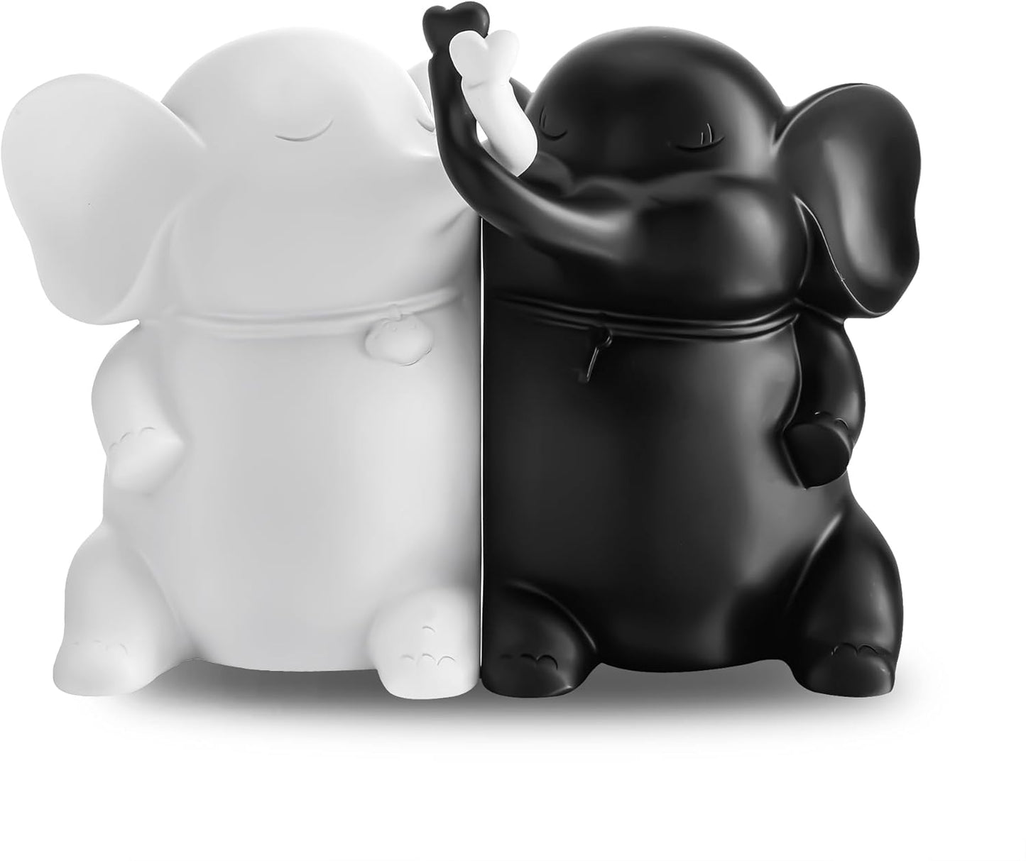 5" YU FENG Adorable Elephant Bookends in Black&White Resin Unique Cute Book Ends for Home Bedroom Desk Bookshelf