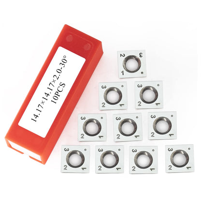 14.17mm Square Straight Carbide Inserts Knives 14.17x14.17x2mm Carbide Cutters for Wood Turning Lathe Tool or Woodworking Spiral Helical Cutter Head 10Pcs