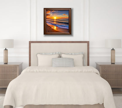 BYGFHLYW 5D Diamond Painting Kits for Adults Beginner, Sunset Landscape BeachDiamond Art Kits for Adults, Full Drill Round Gem Art Paint by Diamonds Dots Crafts Kits for Home Wall Decor 13.7x13.7inch