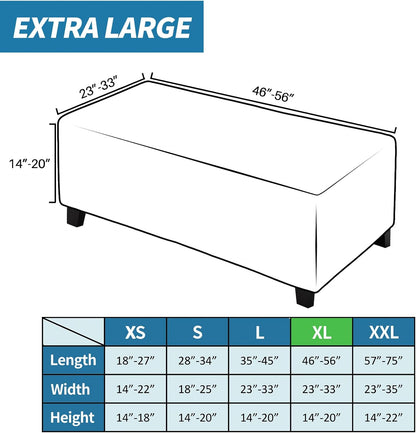 2026 (L:45"-56") ZNSAYOTX Rectangle Ottoman Cover Super Stretch Soft Footrest Slipcover Form Fit, Universal Folding