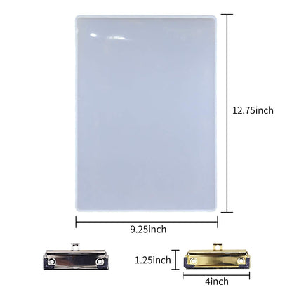 EDOBLUE Clipboard Resin Mold - A4 Letter Size Vertical File Folder Geode Agate Epoxy Silicone Molds with 2PCS Metal Accessories Making File Folder Portfolio Drawing Board