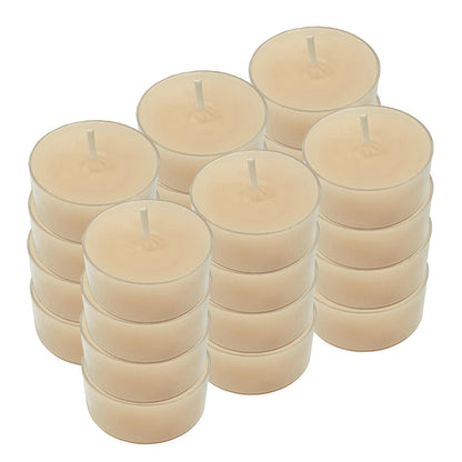 NJAO HOO 24 Pack Bayberry Scented Tealight Candles 6 Hours Burn Beige Tea Candle Clear Cup Small Round Candle for Home Decor and Aromatherapy