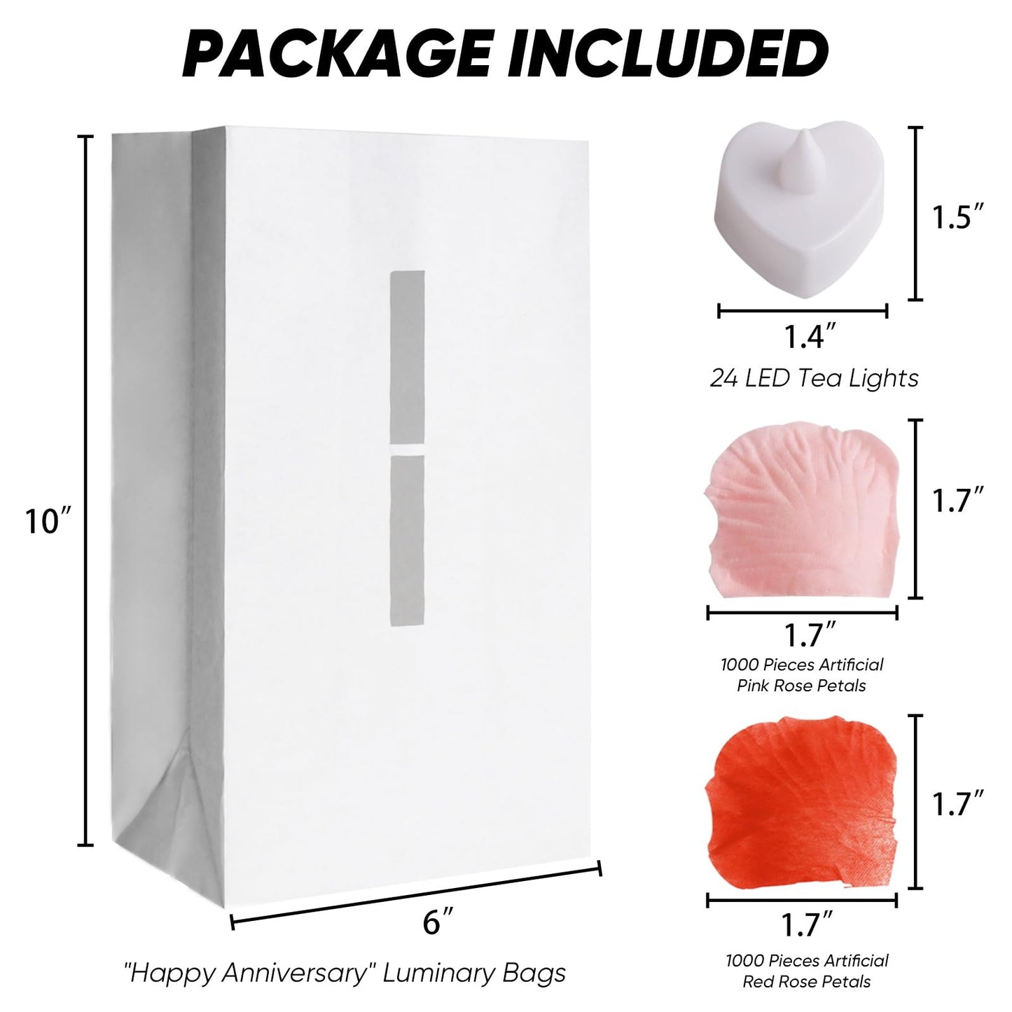 Homemory Happy Anniversary Decoration Light Up Letters with Flameless Candles and 2000 Fake Rose Petals, Valentine's Day Luminary Bags Happy Anniversary Banner Sign Romantic Party Decor for Wedding
