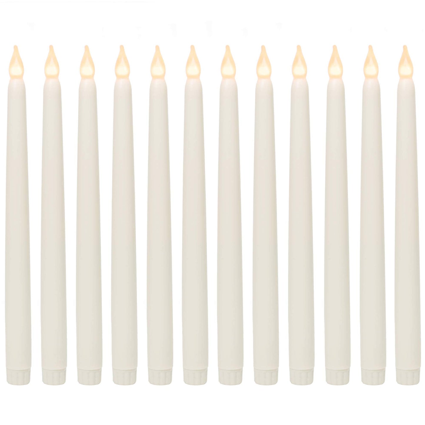 WYZworks 60 Pack, 11" LED Flameless Ivory Real Wax Taper Flickering Candles Lights, Battery Operated Candlesticks for Holiday Christmas Valentine Menorah Candelabra Home Wedding Window Décor