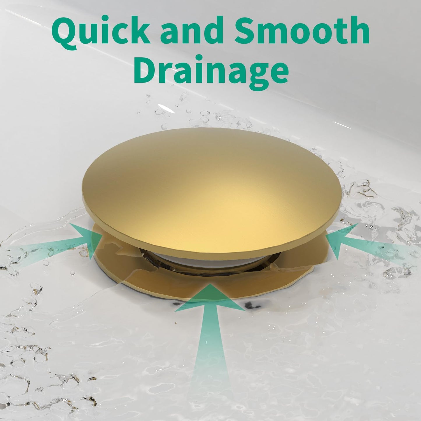 HEROBAI Bathroom Pop up Drain Without Overflow, Anti-Clogging Vessel Sink Drain Strainer, Pop Up Drain with Detachable Basket, Hair Catcher Bathroom Sink Drain Stopper(Brushed Gold, No Overflow)