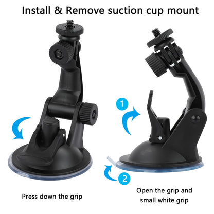 Action Camera Accessories Kit Compatible with Gopro Hero 13 12 11 10 9 8/AKASO EK7000/Brave 4/Brave 7 LE/DJI Osmo Action 5 pro/ODDV/Sjcam/Icefox, Selfie Stick Suction Cup Mount Floating Handle Grip