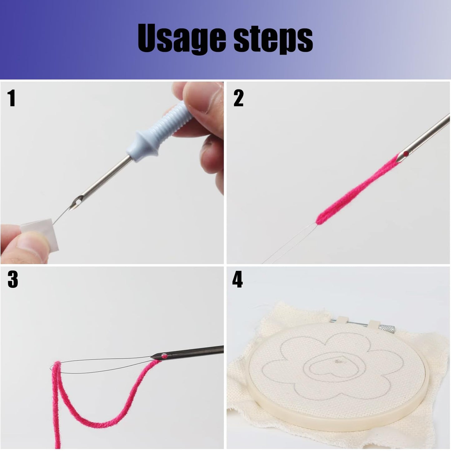 Allazone 8 PCS Punch Needle Coasters Kit, Flower Embroidery Punch Needle Kits, Punch Embroidery Kit with Felt Yarns Hoop Tools for DIY Crafts
