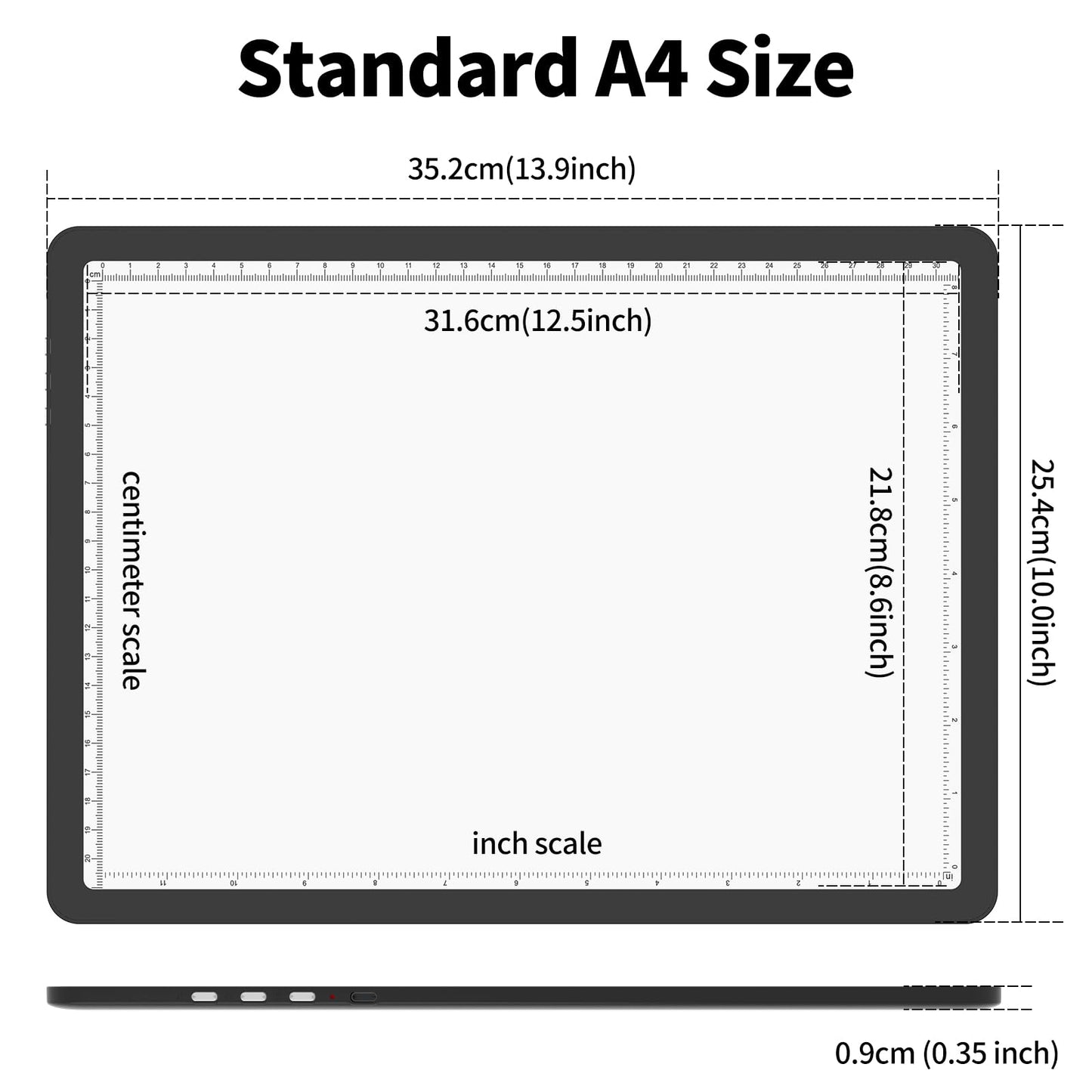 TOHETO Rechargeable A4 Light Pad for Diamond Painting, Ultra Bright Tracing Light Box for Drawing, Wireless Lightbox for Tracing and Drawing, Cordless Diamond Art Light Board for Sketching (Black)