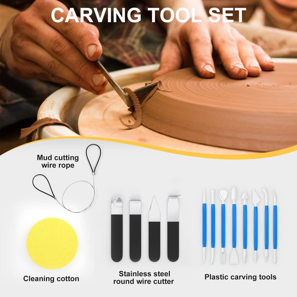Pottery Wheel Pottery Forming Machine 25CM 350W Electric Pottery Wheel with Foot Pedal DIY Clay Tool Ceramic Machine Work Clay Art Craft (Orange)