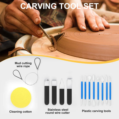 Pottery Wheel Pottery Forming Machine 25CM 350W Electric Pottery Wheel with Foot Pedal DIY Clay Tool Ceramic Machine Work Clay Art Craft (Orange)