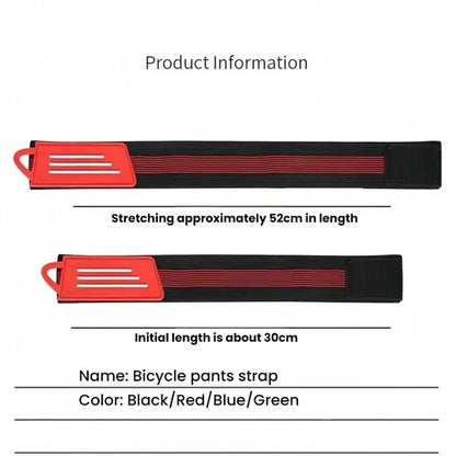 JMFahrrad Bicycle Trouser Strap Adjustable Pants Leg Band for Road Mountain MTB Bikes, 30-52cm Stretch Length, 4 Pair of Black/Red/Blue/Green
