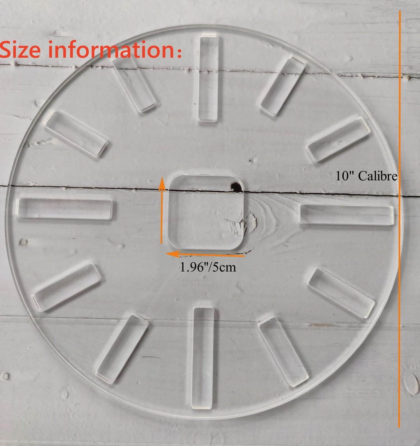 Kingria 10" Calibre Clock Template Handle Router Template Woodworking 1/4'' Thick DIY Clock Board with Dials Acrylic Inlay Clock Template