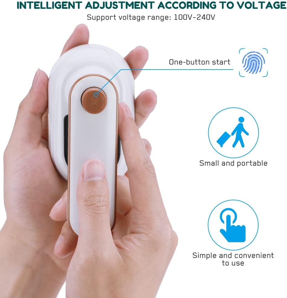 Portable Handheld Iron, Brynnl Mini Steamer for Clothes, 180° Rotatable Travel Garment Steamer
