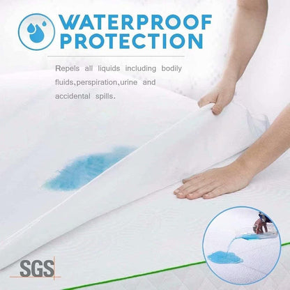 Full Size Cooling Mattress Protector Pad, Breathable Fitted Sheet Style, Waterproof for Pets