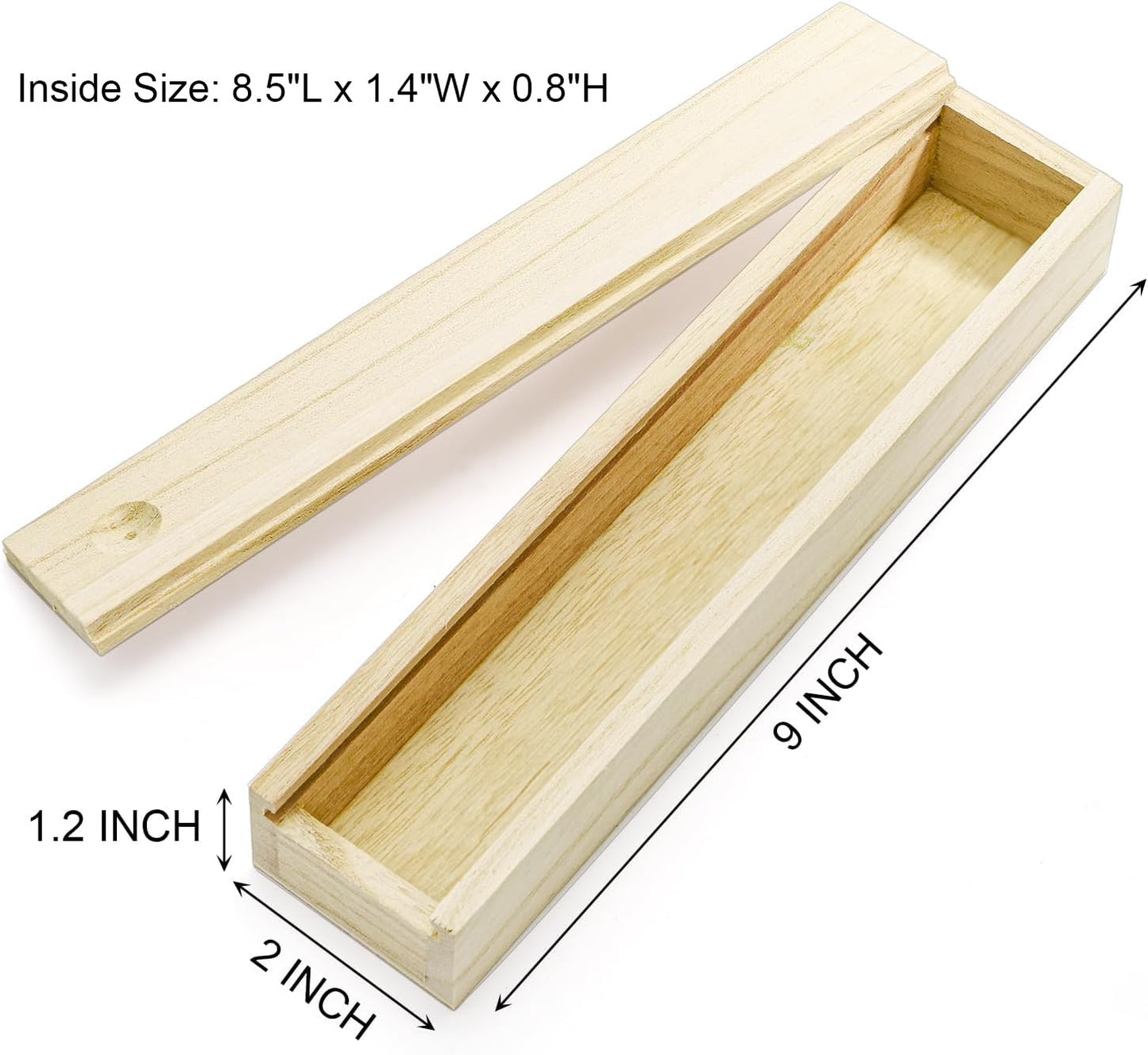 yarlung 16 Pack Unfinished Wood Box with Sliding Lid, Small Narrow Pencil Box Rectangular Gift Boxes for Art Hobbies, DIY Craft, Jewelry Necklace Storage