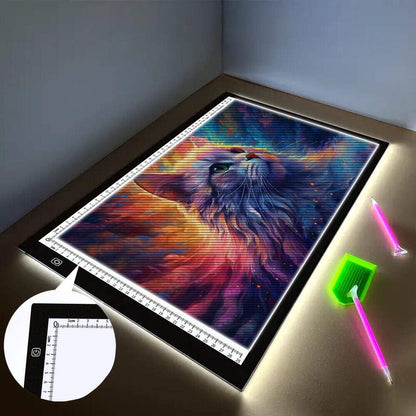 HUAYEYC A3 LED Light Pad - Dimmable Light Board Kit, Sketching, Tracing - USB Powered DIY Diamond Art Light Box, with 61 Pcs 5D Painting Tools Set for Full Drill & Partial Drill Art