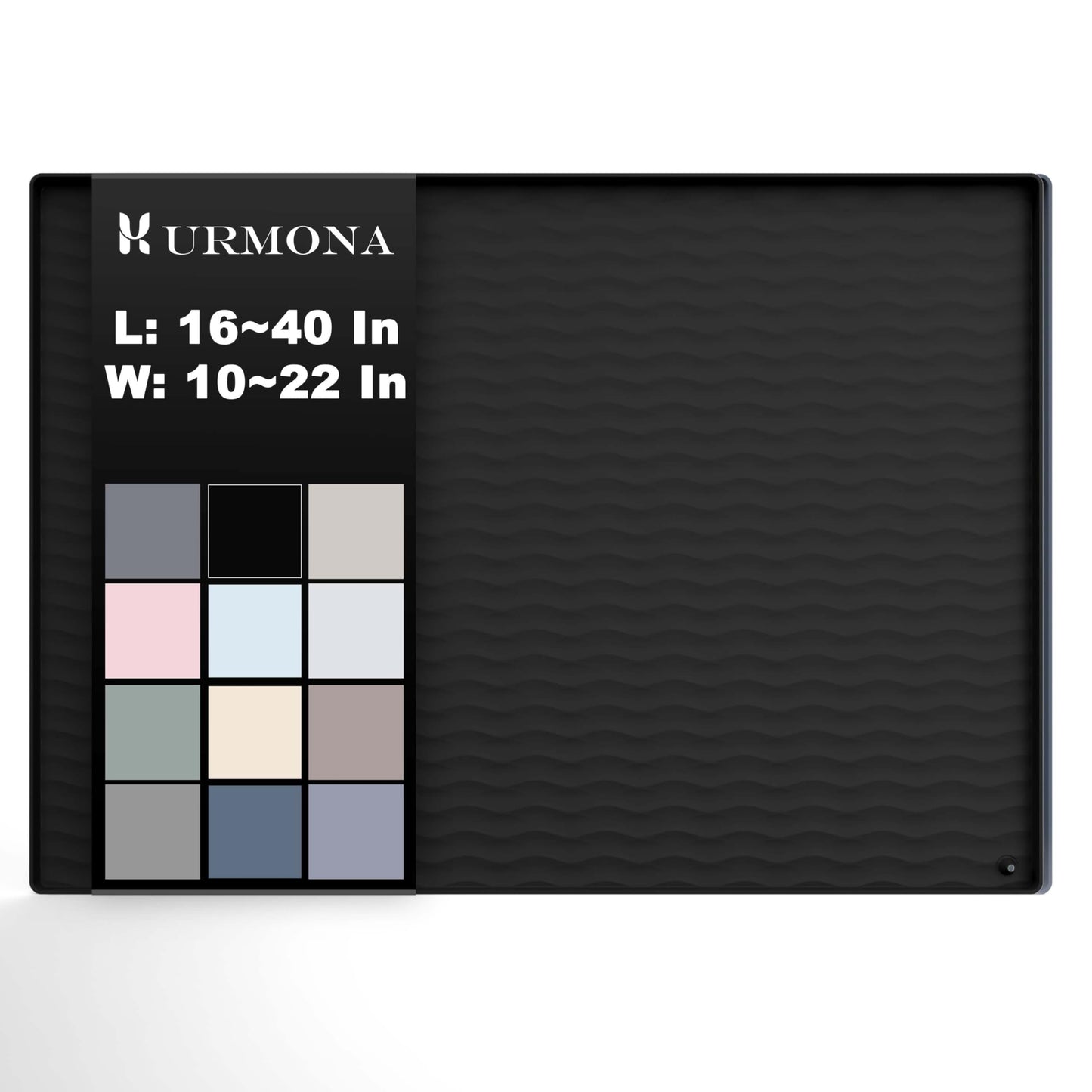 URMONA 22'' x 19'' Waterproof Silicone Under Sink Mat Cabinet and Counter Protector, Shelf Liner for Kitchen and Bathroom, Storage and Organizers, Litter Mat, Pet Cat Puppy Essentials（Black）