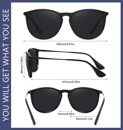 WOWSUN Polarized Sunglasses womens trendy 2025 glasses- Vintage Retro Round (3Pack)