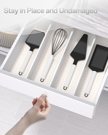 Shelf and Drawer Liner for Kitchen Cabinet, Non-Adhesive 24in x 240in Waterproof Contact Paper Refrigerator Liners Thickened Durable EVA Material Non Slip Mat for Dresser Cupboard Pantry Protector