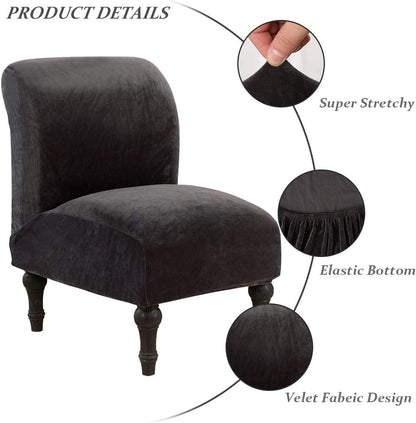 Beacon Pet Armless Chair Slipcover Stretch, Velvet Spandex Accent Chair Cover, Removable Washable Furniture Protector