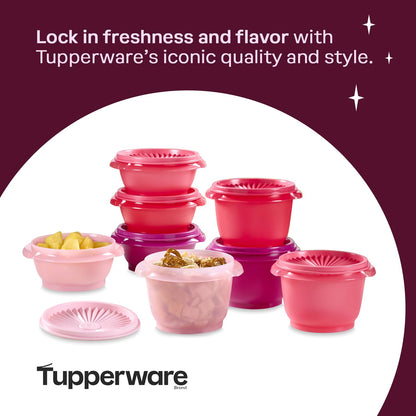Tupperware Heritage Collection, New 16 Piece Food Storage Container Set in Vintage Pink, Dishwasher Safe and BPA Free (8 containers, 8 lids)