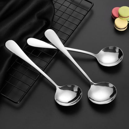 12-Pack Stainless Steel Soup Spoons, Round Cereal Spoon Dinner Spoons Set for Bouillon Dessert Ice Cream