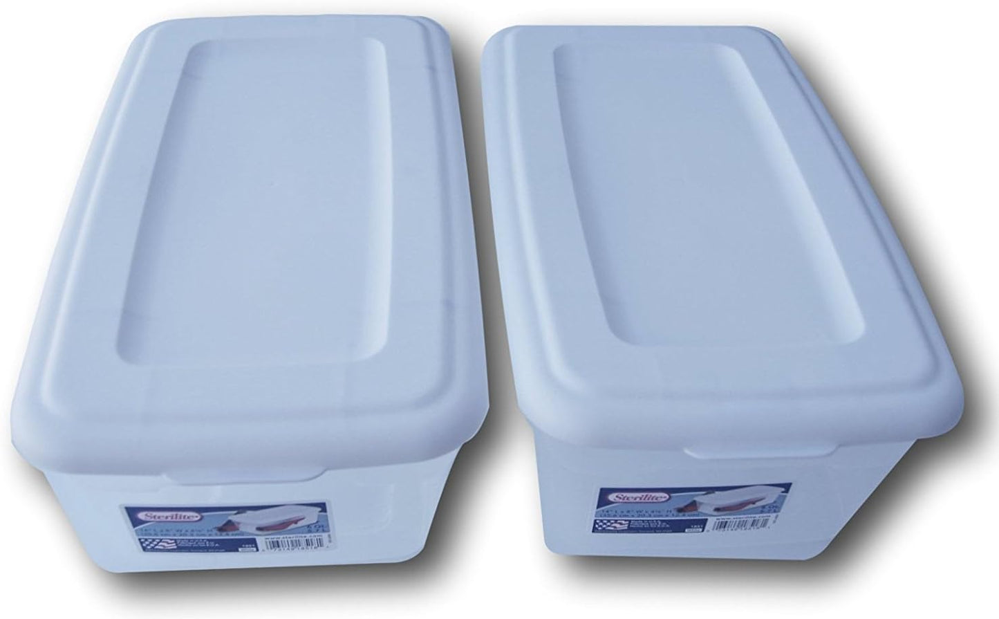 Sterilite 6 Quart Storage Bin - Clear and White, Pack of 2