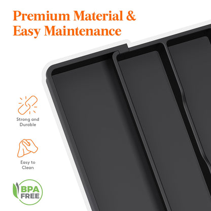 Lifewit Utensil Organizer for Kitchen Drawers, Expandable Cooking Utensil Tray, Adjustable Cutlery Silverware Flatware Holder, Plastic Spatula Tools Storage Divider, 13-22 x 15", Black