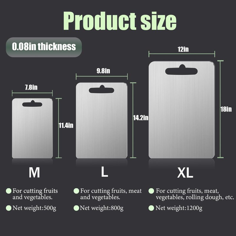 GYBETIN Titanium Cutting Board - Upgraded Thickened (0.08 in) Non-Deforming 100% Pure Titanium Cutting Boards with Non-Slip Pad, Food Grade Extra Large Cutting Boards (18 x 12 inch) (X-Large)
