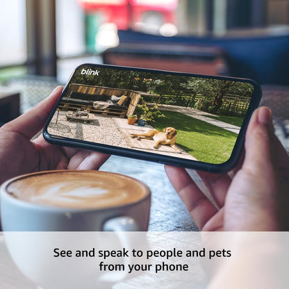 Blink Outdoor 4 (newest model) – Wireless smart security camera, two-year battery life, 1080p HD day and infrared night live view, two-way talk. Sync Module Core included – 2 camera system