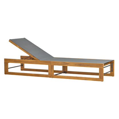Christopher Knight Home Tristz Patio Chaise Lounge Chair Outdoor, Acacia Wood Sunbathing Pool Lounger with Breathable Mesh Seat, Adjustable Backrest Reclining Chair, Single Lounger, Dark Grey