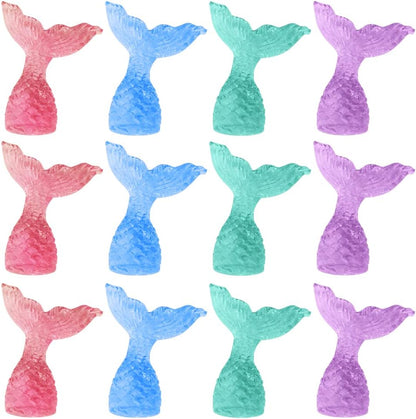 ArtCreativity Acrylic Mermaid Tail Cake & Cupcake Toppers - Set of 24 Mini Figurines for Nautical Parties