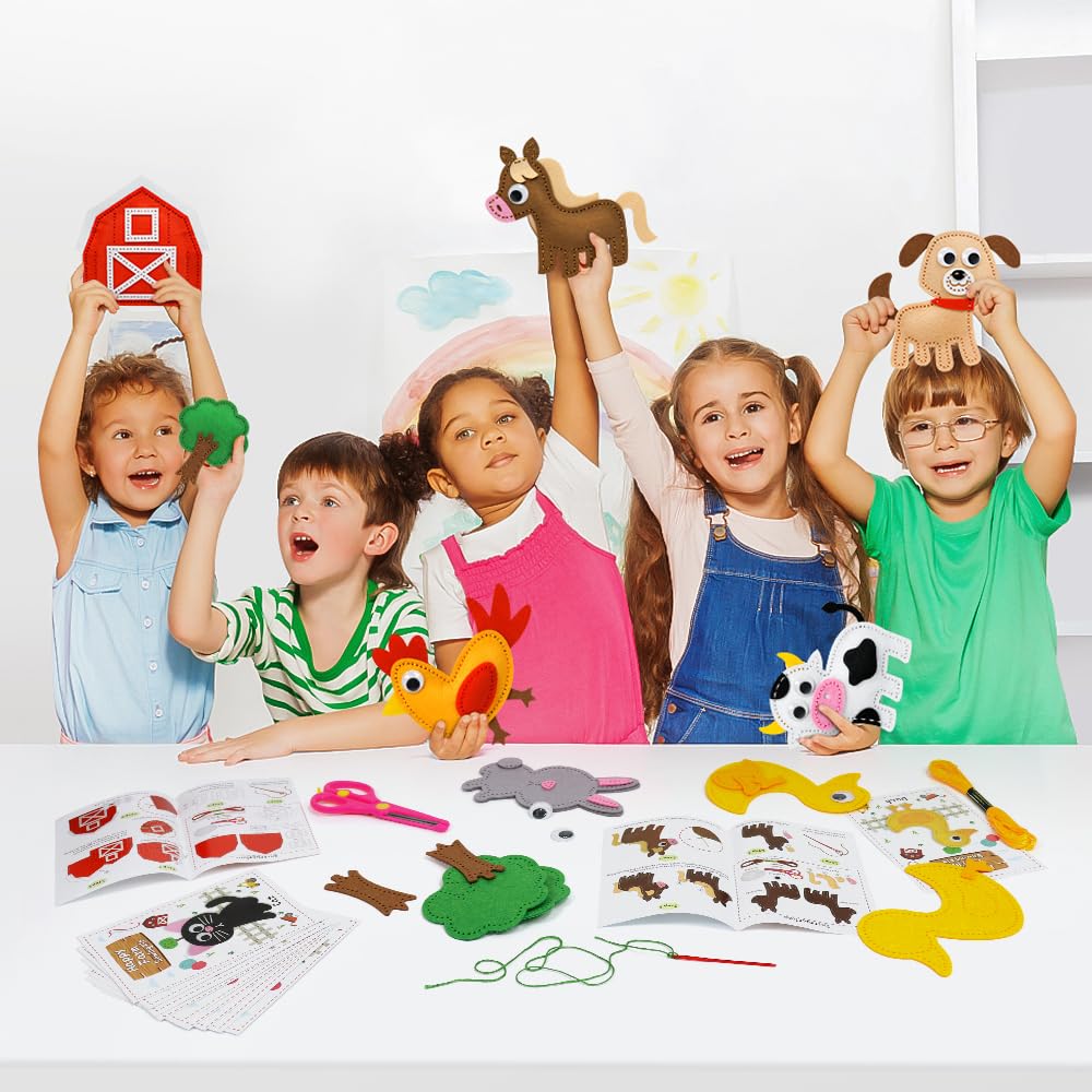 OKOOKO Animal Sewing Craft Kit, Sewing Craft Kit for Kids, DIY Crafting and Sewing Set, Art Craft Kits, Fun and Educational Craft Set, Sew Your Own Felt Animals
