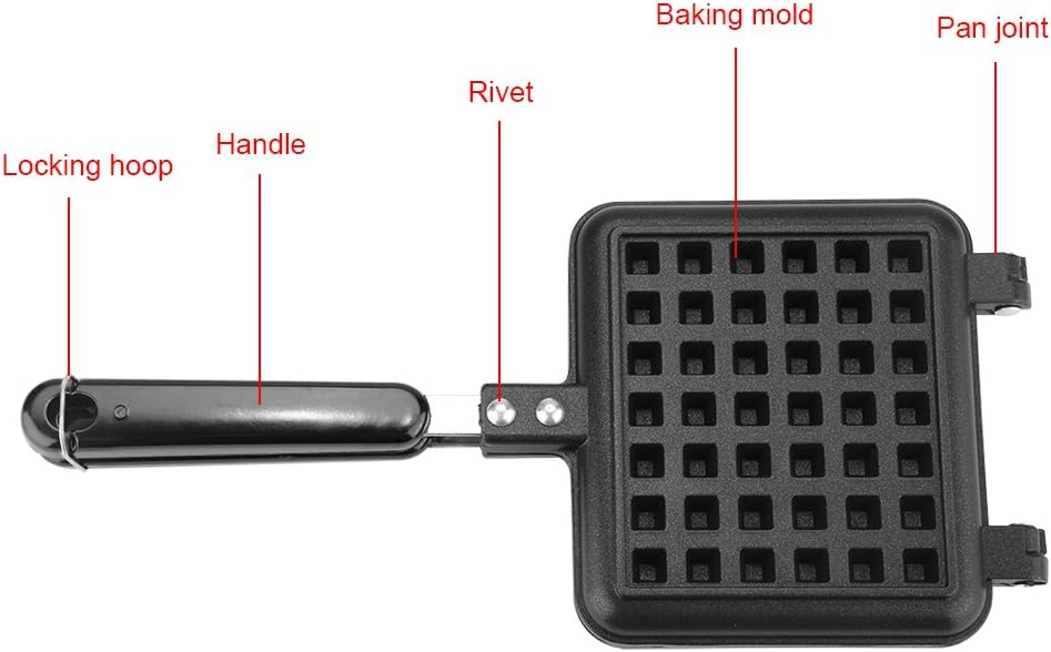 Non Stick Double Side Waffle Baking Pan, Household Gas Aluminum Alloy Waffle Cone Maker Cooking Tool